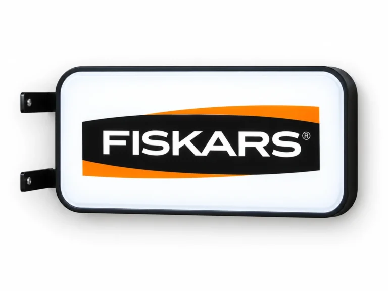 Podświetlany kaseton semafor Fiskars na wysięgniku ściennym, wizualizacja