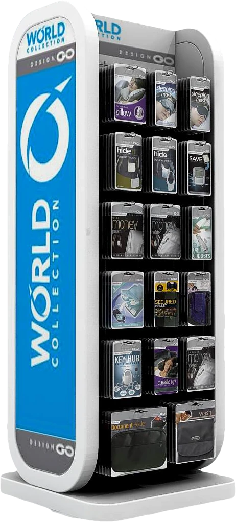 Stojaki reklamowe i regały sklepowe z metalu – obrotowy stojak World Design Go