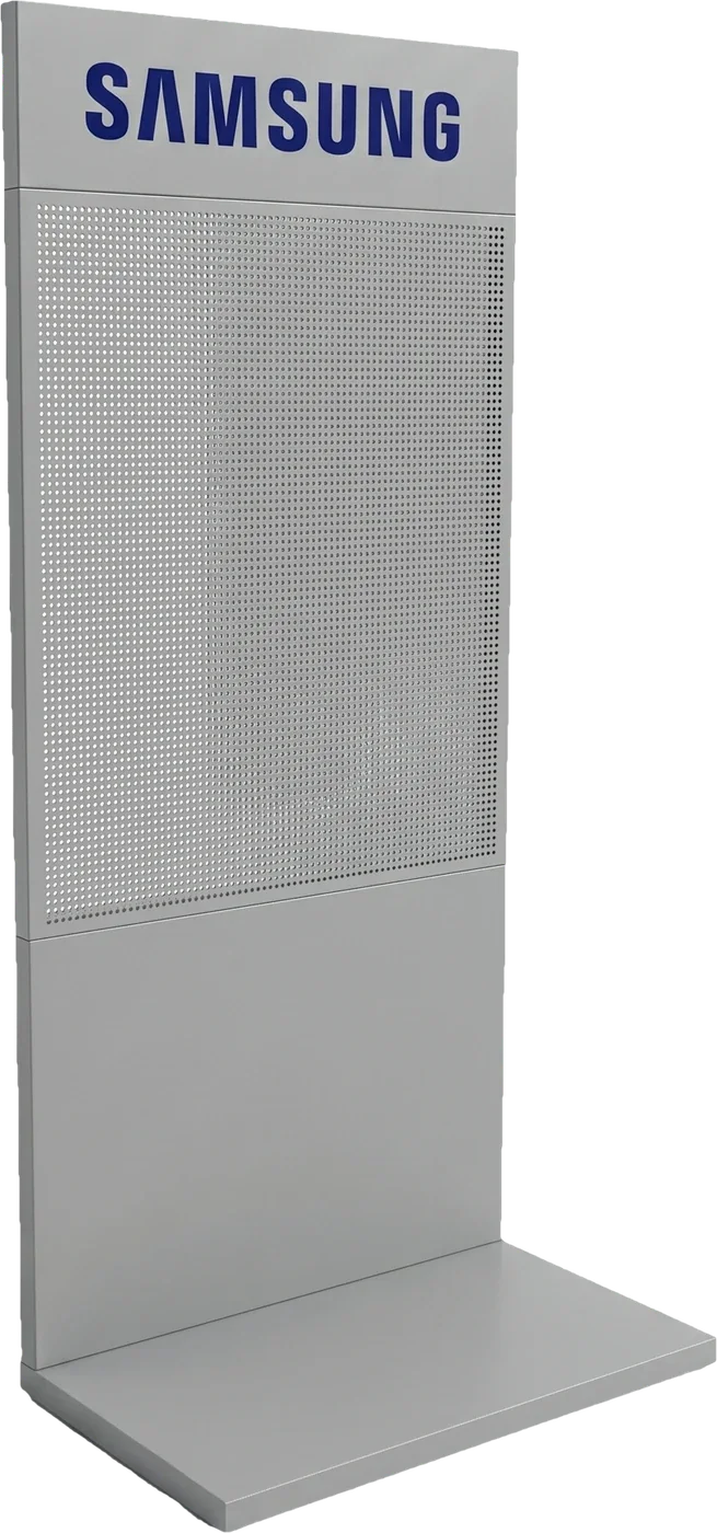 Metalowy stojak reklamowy z panelem perforowanym Samsung